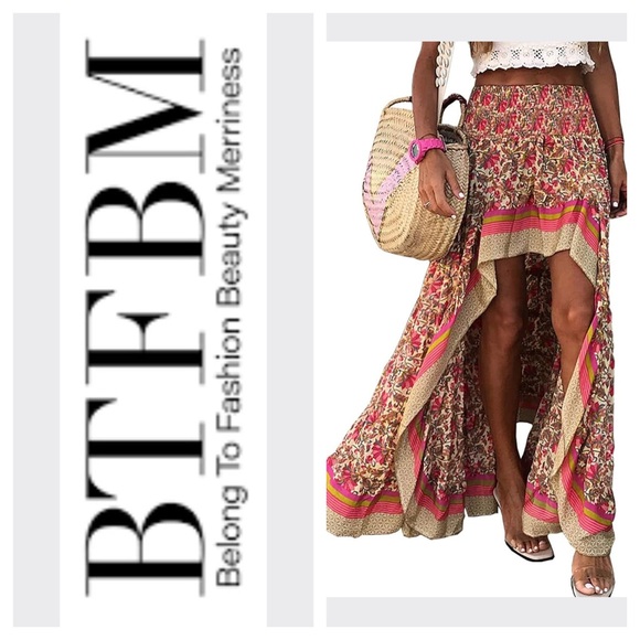 BTFBM Dresses & Skirts - NWT BTFBM Floral High-Low Skirt with Ruffled hem Sz XL